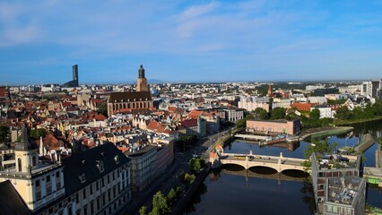 Fototapeta premium city Europe beautiful top view aerial photography of Wroclaw Poland