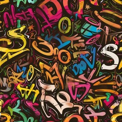 Obraz premium The seamless background showcases colorful graffiti 