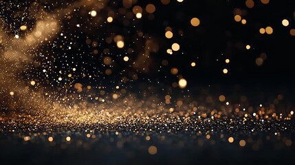 Obraz premium Bright, glowing bokeh with bursts of fireworks in gold tones, symbolizing celebration and festive energy