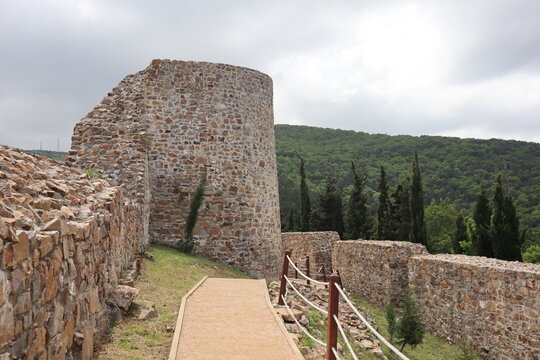 Aydos Castle view, also known as Goat (Ke&ccedil;i) Castle, is an eastern Roman period castle located on the 325-meter extension of Aydos Hill in the Sultanbeyli district of Istanbul, Turkey.