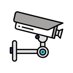 Surveillance CCTV camera vector icon, Colorful vector icon of a CCTV security camera, representing surveillance, monitoring, and safety in modern design.
