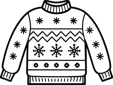 recommend clip art: christmas ugly sweater line art vector christmas sweater outline