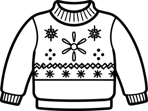 recommend clip art: christmas ugly sweater line art vector christmas sweater outline