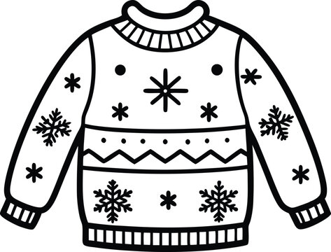 recommend clip art: christmas ugly sweater line art vector christmas sweater outline