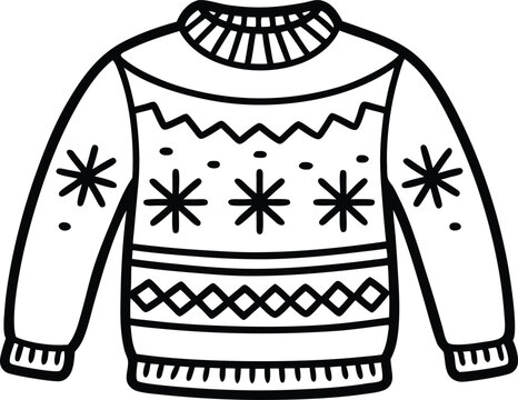 recommend clip art: christmas ugly sweater line art vector christmas sweater outline