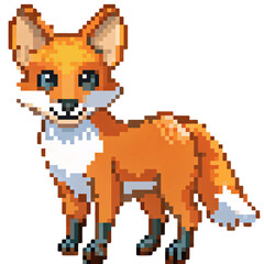 Fototapeta premium A pixel art fox with slightly different features, including expressive eyes and detailed fur, maintaining a similar retro charm, set against a transparent background