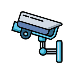 Surveillance CCTV camera vector icon, Colorful vector icon of a CCTV security camera, representing surveillance, monitoring, and safety in modern design.
