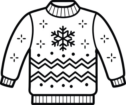recommend clip art: christmas ugly sweater line art vector christmas sweater outline