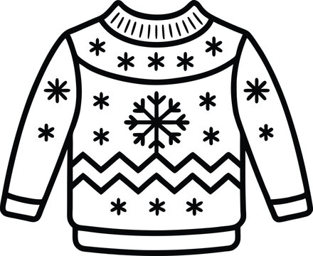 recommend clip art: christmas ugly sweater line art vector christmas sweater outline