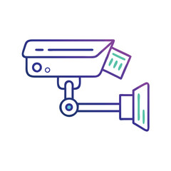 Surveillance CCTV camera vector icon, Colorful vector icon of a CCTV security camera, representing surveillance, monitoring, and safety in modern design.

