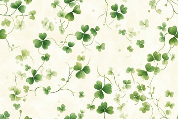 Organic Vine and Clover Pattern in Muted Greens