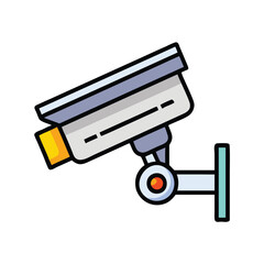 Surveillance CCTV camera vector icon, Colorful vector icon of a CCTV security camera, representing surveillance, monitoring, and safety in modern design.
