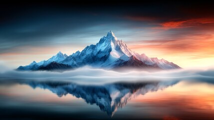 Fototapeta premium Serene Mountain Landscape at Dawn with Mist