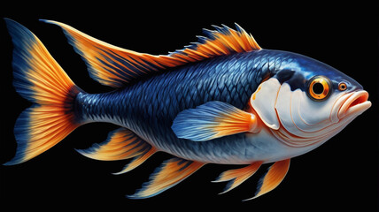 Fototapeta premium koi fish in aquarium black baground Generative AI 