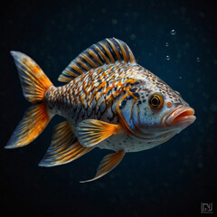 Fototapeta premium koi fish in aquarium black baground Generative AI 