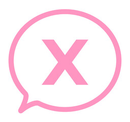 Obraz premium シンプルなピンク色のXアイコンと吹き出し