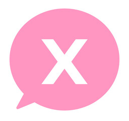 Obraz premium シンプルなピンク色のXアイコンと吹き出し