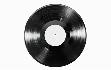 Obraz premium Black classic past era vinyl record isolated on white background. Retro music, vintage culture, nostalgia, throwback, old school, memories, youth. Analog techniques, analogue technologies, physical