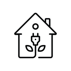 Black line icon for eco house