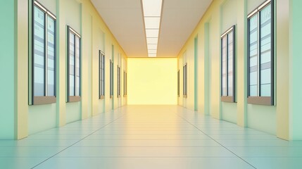 Fototapeta premium Trading floor filled with digital displays, soft yellow backdrop, vibrant 3D visualization.