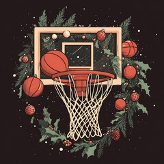 Celebrate the holiday spirit by combining festive elements with basketball in a unique artistic design