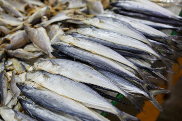 Fish in the sun drying for sale at market