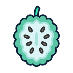 cherimoya icon, fruits vector icon - simple vector illustration of a cherimoya, in a simple and clean style, suitable for food and health themes. fruits flat illustration.