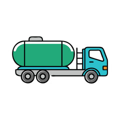 Fototapeta premium Fuel tanker truck vector icon, Flat vector icon of a fuel tanker truck, transporting liquids or fuel.