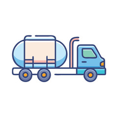 Fuel tanker truck vector icon, Flat vector icon of a fuel tanker truck, transporting liquids or fuel.