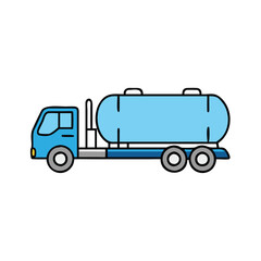 Fuel tanker truck vector icon, Flat vector icon of a fuel tanker truck, transporting liquids or fuel.