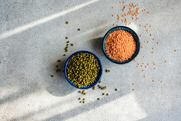 Raw beans in the bowl as a cooking concept