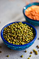 Raw beans in the bowl as a cooking concept