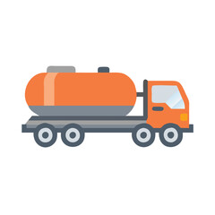 Fuel tanker truck vector icon, Flat vector icon of a fuel tanker truck, transporting liquids or fuel.