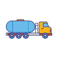 Fuel tanker truck vector icon, Flat vector icon of a fuel tanker truck, transporting liquids or fuel.