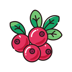 Obraz premium cranberry icon, fruits vector icon - simple vector illustration of a cranberry, in a simple and clean style, suitable for food and health themes. fruits flat illustration.