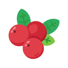 Obraz premium cranberry icon, fruits vector icon - simple vector illustration of a cranberry, in a simple and clean style, suitable for food and health themes. fruits flat illustration.