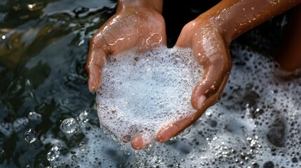 Fototapeta premium Hands are being washed under running water to promote hygiene and cleanliness in daily life