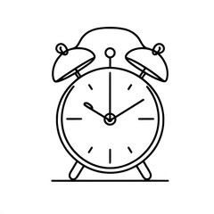 Minimalist line art alarm clock design on beige background