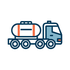 Fuel tanker truck vector icon, Flat vector icon of a fuel tanker truck, transporting liquids or fuel.