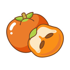 fuyu persimmon icon, fruits vector icon - simple vector illustration of a fuyu persimmon, in a simple and clean style, suitable for food and health themes. fruits flat illustration.