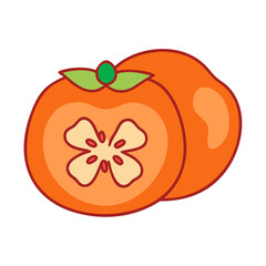 fuyu persimmon icon, fruits vector icon - simple vector illustration of a fuyu persimmon, in a simple and clean style, suitable for food and health themes. fruits flat illustration.