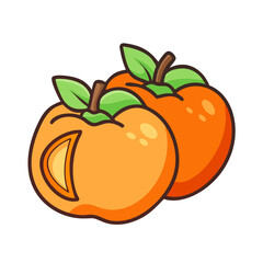 fuyu persimmon icon, fruits vector icon - simple vector illustration of a fuyu persimmon, in a simple and clean style, suitable for food and health themes. fruits flat illustration.