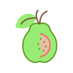 guava icon, fruits vector icon - simple vector illustration of a guava, in a simple and clean style, suitable for food and health themes. fruits flat illustration.