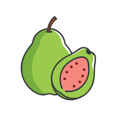 Obraz premium guava icon, fruits vector icon - simple vector illustration of a guava, in a simple and clean style, suitable for food and health themes. fruits flat illustration.
