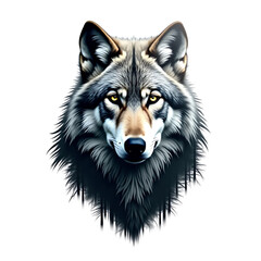 Majestic Wolf Portrait in a Mystical Forest. The head of a wolf double exposure t-shirt design.