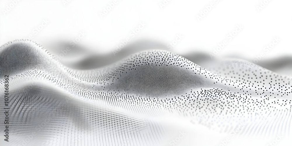 Poster abstract data flow: elegant grayscale rendering of a flowing, undulating data stream. perfect for il