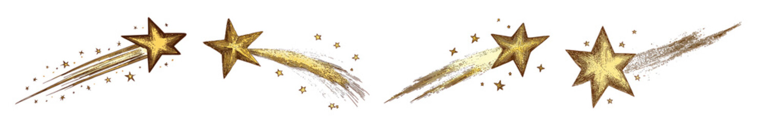 Vintage shooting star png cut out element set
