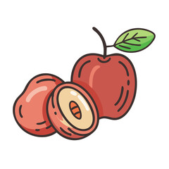 jujube icon, fruits vector icon - simple vector illustration of a jujube, in a simple and clean style, suitable for food and health themes. fruits flat illustration.