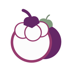 mangosteen icon, fruits vector icon - simple vector illustration of a mangosteen, in a simple and clean style, suitable for food and health themes. fruits flat illustration.