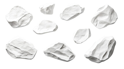 Naklejka premium Striking contrast, white rocks scattered on black background, abstract composition of texture and form